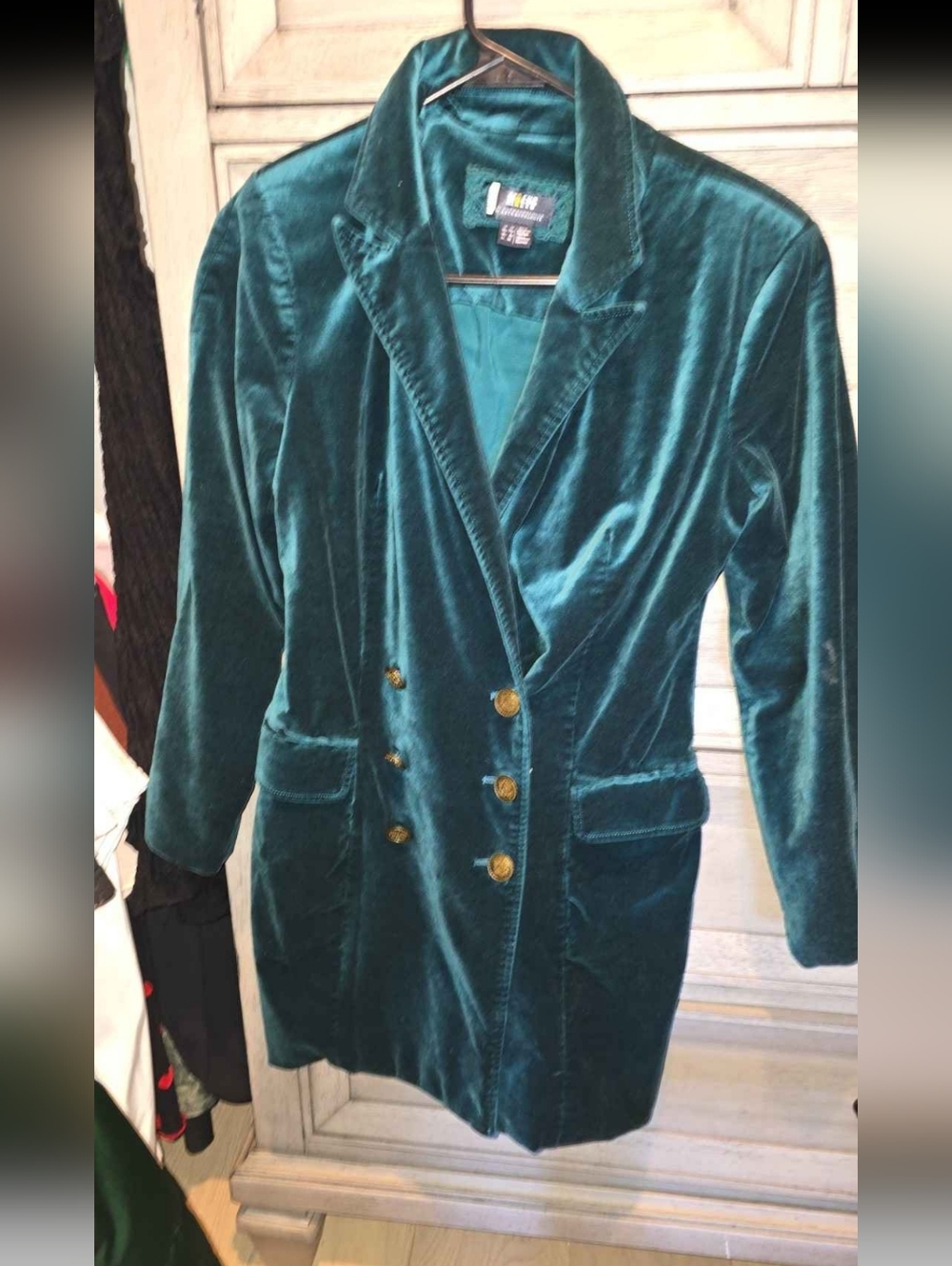 ANTHROPOLOGIE Maeve Velvet Blazer Dress jade green 6 - Picture 2 of 9